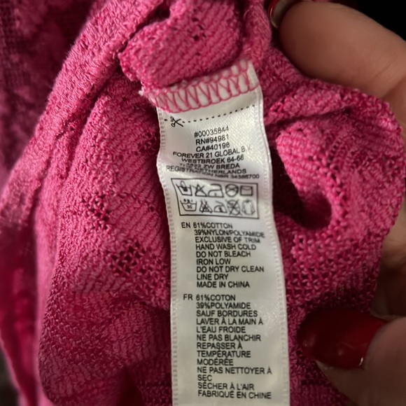 XXI pink lace spandex body on dress super sexy side split size medium. - Picture 5 of 5